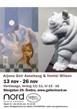 Galleri Nord, Örebro. Skulptur: Yemisi Wilson, Måleri: Arjuna Geir Aasehaug